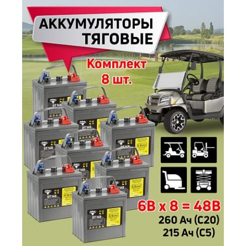 Комплект тяговых WET аккумуляторов Rutrike DT146 (T-145) 48V170A/H C3