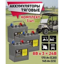 Комплект тяговых WET аккумуляторов Rutrike DT876 (T-875) 24V120A/H C3