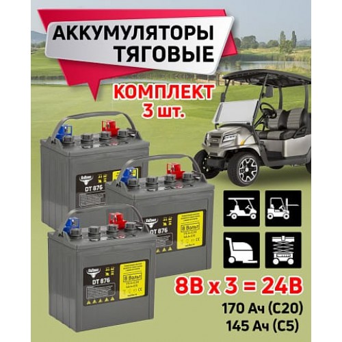 Комплект тяговых WET аккумуляторов Rutrike DT876 (T-875) 24V120A/H C3
