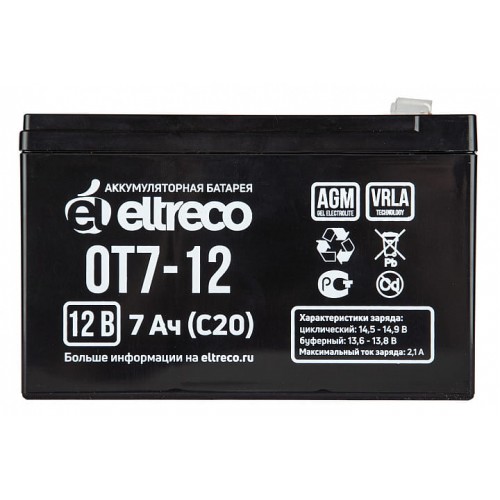 Тяговый аккумулятор ELTRECO OT7-12 (6-F-7) (12V7A/H C20)