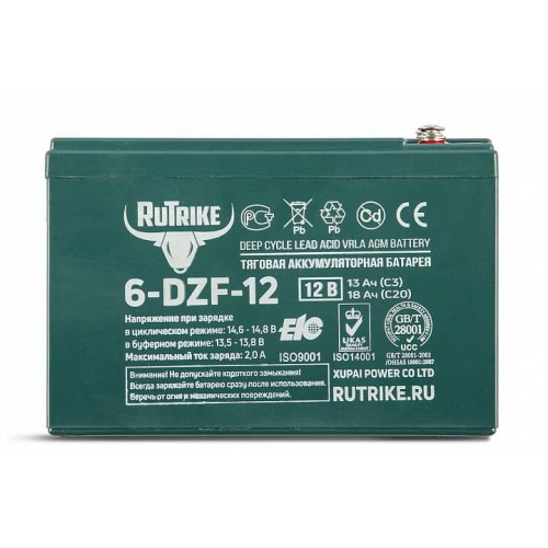 Тяговый аккумулятор RuTrike 6-DZF-12 (12V13A/H C3)