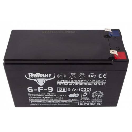 Тяговый аккумулятор RuTrike 6-F-9 (12V9A/H C20)