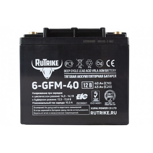 Тяговый аккумулятор RuTrike 6-GFM-40 (12V43A/H C20)